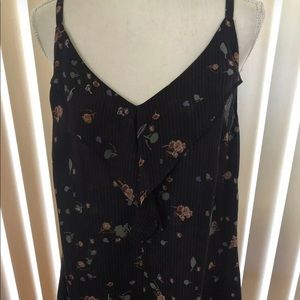 CAbi Pinstripe Floral Cami Blouse Top Size Medium